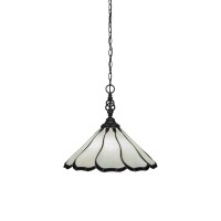 Elegant Pendant Shown In Matte Black Finish With 16 Pearl Black Flair Art Glass