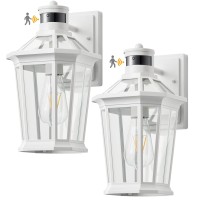 Vianis Dusk To Dawn Outdoor Light Fixtures Wall Mount, 2 Pack White Dusk To Dawn Exterior Wall Lantern, Anti-Rust Black Wall Mount Lighting With Clear Glass Shade For Or Entryway, Front Door