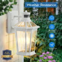 Vianis Dusk To Dawn Outdoor Light Fixtures Wall Mount, 2 Pack White Dusk To Dawn Exterior Wall Lantern, Anti-Rust Black Wall Mount Lighting With Clear Glass Shade For Or Entryway, Front Door