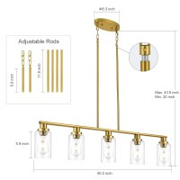 Kpiok Kitchen Island Lighting 5Light Modern Dining Room Light Fixtures Over Table Farmhouse Gold Linear Chandeliers For Dining