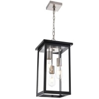 Todoluz 3Lights Outdoor Pendant Light Fixture In Black And Brushed Nickel Finish Indoor Outdoor Hanging Lantern Lighting With