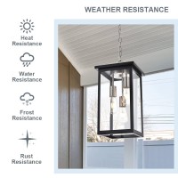 Todoluz 3Lights Outdoor Pendant Light Fixture In Black And Brushed Nickel Finish Indoor Outdoor Hanging Lantern Lighting With