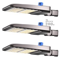 200W Parking Lot Lighting 28000Lm (Eqv 800W Hm/Hps) 5000K Led Street Lighting With Photocell, Etl Listed Led Pole Light, Ip65 Waterproof Slipfitter Mount Energy Saving Upto 1460Kw*3/Y(5Hrs/Day)-3Pack