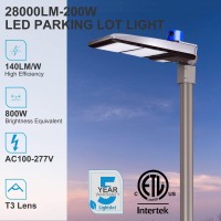 200W Parking Lot Lighting 28000Lm (Eqv 800W Hm/Hps) 5000K Led Street Lighting With Photocell, Etl Listed Led Pole Light, Ip65 Waterproof Slipfitter Mount Energy Saving Upto 1460Kw*3/Y(5Hrs/Day)-3Pack