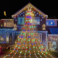 Outdoor Christmas Decorations Star String Lights, 320 Led 11.5 Ft Waterfall Tree Lights With 8 Lighting Modes Christmas Star Lights For Indoor Outdoor Yard Home Festival Party Xmas New Year Decor