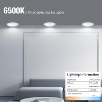 Ecoeler 6In Dimmable Led Flush Mount Ceiling Disk Lights, 16.5W, Dimmer Disc Light, 6500K Clear White, 1000Lm, Etl Listed, Installs With J-Box & Canister For Home Improved, Pack Of 4