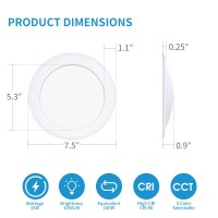 Ecoeler 6In Dimmable Led Flush Mount Ceiling Disk Lights, 16.5W, Dimmer Disc Light, 6500K Clear White, 1000Lm, Etl Listed, Installs With J-Box & Canister For Home Improved, Pack Of 4