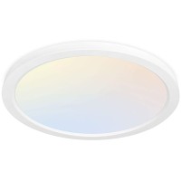 Hykolity 18 Inch Led Round Flat Panel Light, White, 32W, 3200Lm, 3000K/4000K/5000K Cct Selectable, 120?Beam Angle, Dimmable Edge-Lit Flush Mount Ceiling Light Fixture - Etl Listed