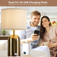 Rayinight Touch Control Table Lamps Set Of 2, Bedside Table Lamps For Bedrooms Set Of 2 Modern Living Room 3 Way Dimmable Gold Bedside Lamp For End Table With 2 Usb Charging Ports, 2 Bulbs Included