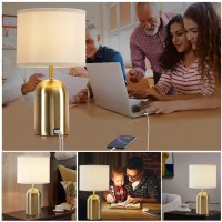 Rayinight Touch Control Table Lamps Set Of 2, Bedside Table Lamps For Bedrooms Set Of 2 Modern Living Room 3 Way Dimmable Gold Bedside Lamp For End Table With 2 Usb Charging Ports, 2 Bulbs Included