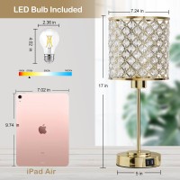 Rayinight Crystal Table Lamp, Crystal Lamp Touch Control With 2 Usb Ports, 3 Way Dimmable Bedside Lamp With Bulb, Crystal Nightstand Lamp Modern Light For Bedroom, Living Room, Bulb Included -Gold