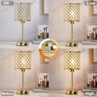 Rayinight Crystal Table Lamp, Crystal Lamp Touch Control With 2 Usb Ports, 3 Way Dimmable Bedside Lamp With Bulb, Crystal Nightstand Lamp Modern Light For Bedroom, Living Room, Bulb Included -Gold