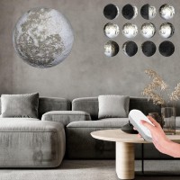 Hgomx 3D Wall Moon Lamp 10 Inch Led Moon With Remote Control And 12 Moon Phases Wall Lamp Suitable For Bedroom Living Room