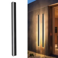 Oreq Led Outdoor Wall Light, Modern Black Exterior Long Strip Led Light Bar Wall Sconces, Waterproof Outdoor Wall Lighting Fixture Lamps For Courtyard, Passage, Porch(60Cm)