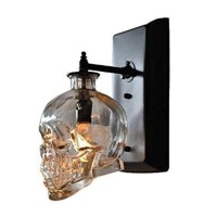 Industrial Vintage Wall Lamp Skull Shape Glass Wall Mounted Sconce Light Antique Decorative Loft Bar Halloween Aisle Corridor Skeleton Head Wall Lamp