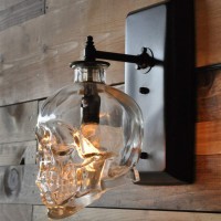 Industrial Vintage Wall Lamp Skull Shape Glass Wall Mounted Sconce Light Antique Decorative Loft Bar Halloween Aisle Corridor Skeleton Head Wall Lamp