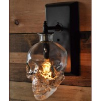 Industrial Vintage Wall Lamp Skull Shape Glass Wall Mounted Sconce Light Antique Decorative Loft Bar Halloween Aisle Corridor Skeleton Head Wall Lamp