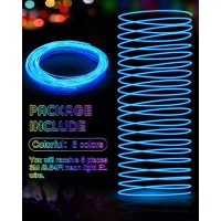 6 Pieces El Wire Portable El Wire Neon Lights Wearable Led Lights Electroluminescent Wire Battery Operated Glow Wire Neon El Wir