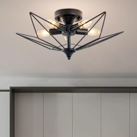 Black Star Light Fixture 5 Lights Farmhouse Semi Flush Mount Ceiling Light 18.89