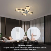 Okes Led Ceiling Light Fixture 92W Modern Flush Mount Ceiling Light Black Square Acrylic Ceiling Lamp For Kitchen Bedroom Study