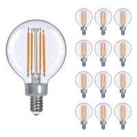 Omibrite G16.5 Led Bulb E12 G16 1/2 Led Candelabra Bulb 40W Equivalent, Led Edison Bulb 2700K 350Lm Ac120V 3.8W, G50 Led Globe Light Bulb For Chandelier, Ceiling Fan Light Bulbs 12/Pack