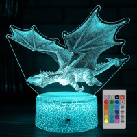 Flyonsea Dragon Gifts For Kids Dragon Decor Night Light With Remote & Smart Touch 7 Colors Changing Dimmable Dragon Toys As Bedside Lamp For Boys Girls