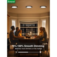 Zouzai Led Flush Mount Ceiling Light, Dimmable 5Cct Selectable 2700K/3000K/4000K/5000K/6000K,7 Inch 15W Ultra Thin Round Lighting Fixture Etl Listed (Black, 7 Inch,1 Pack)