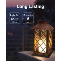 Shymery Solar Lanterns, Hanging Outdoor Lantern With Lasts 2X Longer Led Flickering Flameless Candles, Waterproof Outdoor Garden Lanterns Decorative For Patio, Porch,Deck, Yard, Table Decor 2 Pack