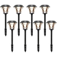 Maggift 8 Pack 25 Lumen Solar Powered Pathway Lights, Solar Lights Outdoor, Super Bright Smd Led Outdoor Lights, Stainless Steel & Glass Waterproof Light For Landscape, Lawn, Patio, Yard, Garden