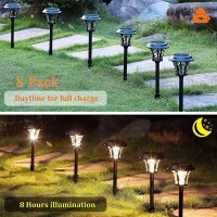 Maggift 8 Pack 25 Lumen Solar Powered Pathway Lights, Solar Lights Outdoor, Super Bright Smd Led Outdoor Lights, Stainless Steel & Glass Waterproof Light For Landscape, Lawn, Patio, Yard, Garden