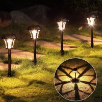 Maggift 8 Pack 25 Lumen Solar Powered Pathway Lights, Solar Lights Outdoor, Super Bright Smd Led Outdoor Lights, Stainless Steel & Glass Waterproof Light For Landscape, Lawn, Patio, Yard, Garden