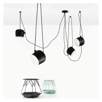 Led Chandeliers, Modern White Black Chandelier Lighting 1/2/3/5 Lights Aluminium Led Retro Hanging Lights For Dining Room Living Room Office Bar (Color : Blackwithacrylic5Lights, Size : 24.5Cm)