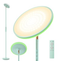 Floor Lamp, 42W 3700Lm Modern Torchiere Sky Led Lamps, Super Bright Tall Standing Pole Light With Remote, 4 Color Temperature, Memory Function&Touch Control For Living Room Bedroom Office, Mint Green