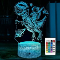 Golioklsy Dinosaur Gifts Astronaut Night Light With Remote & Smart Touch 7 Colors + 16 Colors Changing Opreated Dimmable Dinosaur Toys Bedside Lamp Holiday Gifts For Boys Girls Kids Children Teen