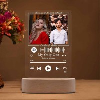 Yescustom Custom Gift For Boyfriend Girlfriend Acrylic Poem | Acrylic Album Cover|Personalized Transparent With Picture-Led Night Light Lamp For Birthday