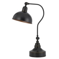 Industrial Adjustable Metal Downbridge Desk Lamp With Half Dome Metal Shade Dark Bronze