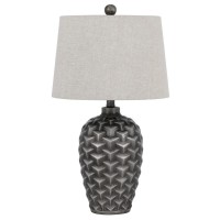 Dresano Resin Table Lamp With Linen Hardback Taper Drum Shade