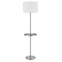 Crofton Metal Floor Lamp With Metal Tray Table And 2 Usb Charging Ports And A Weight Base