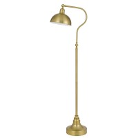 Industrial Adjustable Metal Downbridge Floor Lamp With Half Dome Metal Shade Antique Brass