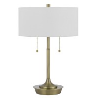 Kendal Metal Table Lamp With Pull Chain Switch Drum Fabric Shade