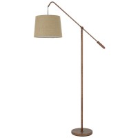 Fishing Rod Adjustable Metal Floor Lamp With Burlap Shade Rust