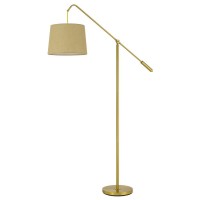 Fishing Rod Adjustable Metal Floor Lamp With Burlap Shade Antique Brass