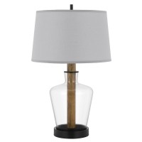 Salford Glasswood Table Lamp With Taper Drum Hardback Shade