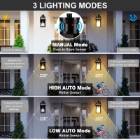 Hihuos Porch Lights With Gfci Outlet, Dusk To Dawn Motion Sensor Outdoor Lights, 3 Lighting Modes Front Door Lights, Waterproof Exterior Light Fixture, Outside Wall Sconce For House Patio Garage