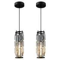 Lmqnine Pendant Lights Modern Black Pendant Light Mini Crystal Chandelier Pendant Lighting For Kitchen Island Dinning Room Bedro