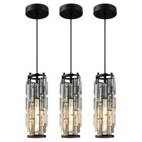 Lmqnine Pendant Lights Modern Black Pendant Light Mini Crystal Chandelier Pendant Lighting For Kitchen Island Dinning Room Bedro