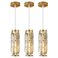 Lmqnine Pendant Lights Modern Gold Light Mini Crystal Chandelier Lighting For Kitchen Island Dinning Room Bedroom Sink Gold 3P