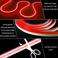 Dsjjbll Flexible Neon Rope Strip Night Light,Outdoor Indoor Led Cut Freedom 16.4Ft/Set Power Supply/Clip Included (Red2)