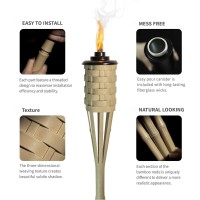 Onethatch Bamboo Torches Outdoor Citronella Torch Weathered Color 4Pack Large Patio Torch Great For Tropical Decor Lighti