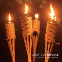 Onethatch Bamboo Torches Outdoor Citronella Torch Weathered Color 4Pack Large Patio Torch Great For Tropical Decor Lighti